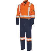 7702BB FR-Tech&reg; 2-Tone Safety Coverall, Size 36, Navy Blue/Orange, 10 cal/cm² Kelford
