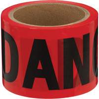 Danger Tape, Bilingual, 3" W x 200' L, 1.5 mils, Black on Red SHE797 | Kelford