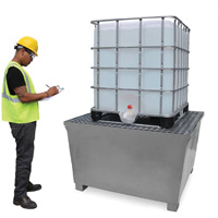 Steel Ultra-IBC Spill Pallet&reg;, 370 US gal. Spill Capacity, 57.6" x 34.7" x 56.9" Kelford