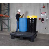 Ultra-Spill Pallet mod&egrave;le &eacute;conomique, 4 barils, Capacit&eacute; de d&eacute;versement 66 gal. US, 53" x 53" x 11,8" Kelford