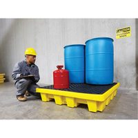 Ultra-Spill Pallet emboitable, 4 barils, Capacit&eacute; de d&eacute;versement 66 gal. US, 51" x 51" x 10" Kelford