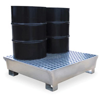 Ultra-Spill Pallet en acier, 4 barils, Capacit&eacute; de d&eacute;versement 68 gal. US, 49,1" x 47,1" x 10,9" Kelford