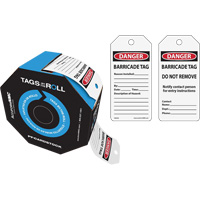 &eacute;tiquettes de danger pour barricade, Papier cartonn&eacute;, 3" la x 6-1/4" h, Anglais Kelford