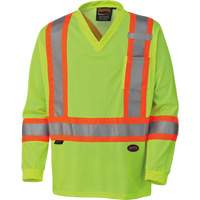 6985 Traffic Micro Mesh Long-Sleeved Safety Shirt, Small, High Visibility Lime-Yellow Kelford
