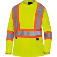 6969 Women's Bird's-Eye Long-Sleeved Safety Shirt, Polyester, X-Small, High Visibility Lime-Yellow Kelford