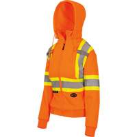 6924W Women's Fleece Hoodie with Zipper, Polyester, X-Small, High Visibility Orange Kelford