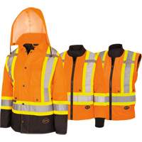 5020BBW Women's  7-in-1 Waterproof Jacket with Hood, Polyester/Polyurethane, High Visibility Orange, X-Small Kelford