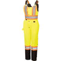 5041BBW Women's High-Visibility Waterproof Safety Overalls, Polyester, X-Small, Black/High Visibility Lime-Yellow Kelford