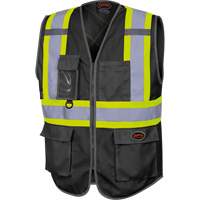 6959BK Tricot High-Visibility Safety Vest with Zipper Closure, Black, X-Small, Polyester Kelford