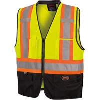 6895 High-Visibility Zip Front Bi-Colour Safety Vest, Black/High Visibility Lime-Yellow, 2X-Large/3X-Large, Polyester Kelford