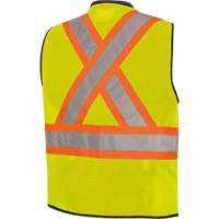 6895 High-Visibility Zip Front Bi-Colour Safety Vest, Black/High Visibility Lime-Yellow, 2X-Large/3X-Large, Polyester Kelford