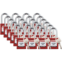 Cadenas de verrouillage Velocity, Rouge, Cl&eacute;s diff&eacute;rentes, Nylon, Largeur de 1-1/2" Kelford