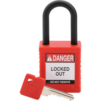 Cadenas de verrouillage de s&eacute;curit&eacute; Velocity, Rouge, Cl&eacute;s diff&eacute;rentes, Nylon, Largeur de 1-1/2" Kelford
