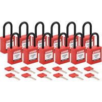 Cadenas de verrouillage Velocity, Rouge, Cl&eacute;s diff&eacute;rentes, Nylon, Largeur de 1-1/2" Kelford