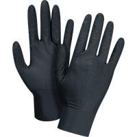 Gants d'examen de poids lourd &agrave; prise tactile, Petit, Nitrile, 8 mils, Sans poudre, Noir Kelford