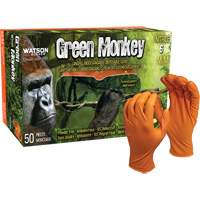 Green Monkey™ Disposable Gloves, Small, Nitrile, 6-mil, Powder-Free, Orange SHJ869 | Kelford