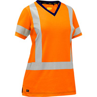 Chemise &agrave; manches courtes et X au dos Bisley pour femmes, Poly-coton, Petit, Orange haute visibilit&eacute; Kelford