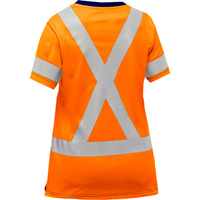 Chemise &agrave; manches courtes et X au dos Bisley pour femmes, Poly-coton, Petit, Orange haute visibilit&eacute; Kelford