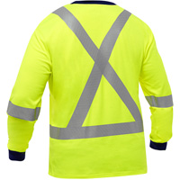 Chemise &agrave; manches longues et X au dos Bisley, Poly-coton, Petit, Jaune lime haute visibilit&eacute; Kelford