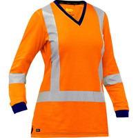 Chemise &agrave; manches longues et X au dos Bisley pour femmes, Poly-coton, Petit, Orange haute visibilit&eacute; Kelford