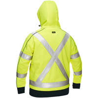 Coton ouat&eacute; doubl&eacute; de sherpa avec capuchon &agrave; fermeture &eacute;clair compl&egrave;te et X au dos Bisley pour femmes, Petit, Jaune lime haute visibilit&eacute; Kelford