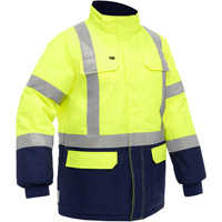 Manteau pour le froid extr&ecirc;me avec bas bleu marin et X au dos Bisley, Polyester, Jaune lime haute visibilit&eacute;, Petit Kelford