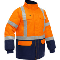 Manteau pour le froid extr&ecirc;me avec bas bleu marin et X au dos Bisley, Polyester, Orange haute visibilit&eacute;, Petit Kelford
