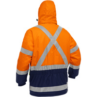 Manteau pour le froid extr&ecirc;me avec bas bleu marin et X au dos Bisley, Polyester, Orange haute visibilit&eacute;, Petit Kelford