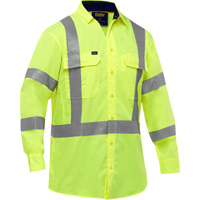 Chemise de travail &agrave; manches longues et X au dos Bisley avec X-Airflow, Poly-coton, Petit, Jaune lime haute visibilit&eacute; Kelford