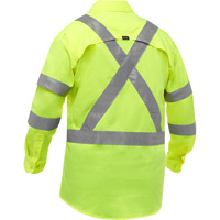 Chemise de travail &agrave; manches longues et X au dos Bisley avec X-Airflow, Poly-coton, Petit, Jaune lime haute visibilit&eacute; Kelford