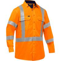 Chemise de travail &agrave; manches longues et X au dos Bisley avec X-Airflow, Poly-coton, Petit, Orange haute visibilit&eacute; Kelford