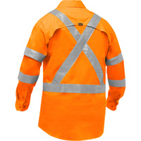 Chemise de travail &agrave; manches longues et X au dos Bisley avec X-Airflow, Poly-coton, Petit, Orange haute visibilit&eacute; Kelford