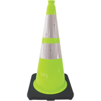 Premium Traffic Cone, 28", Lime Green, 4" & 6" Reflective Collar(s) Kelford