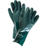 Double Dipped Green Gloves, 14" L, PVC, Cotton Jersey Inner Lining, 70-mil Kelford