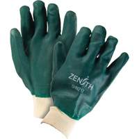 Double Dipped Green Gloves, 10" L, PVC, Cotton Jersey Inner Lining, 70-mil Kelford