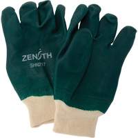Double Dipped Green Gloves, 10" L, PVC, Cotton Jersey Inner Lining, 70-mil Kelford