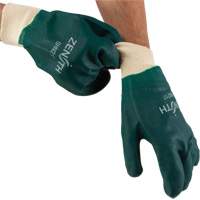 Double Dipped Green Gloves, 10" L, PVC, Cotton Jersey Inner Lining, 70-mil Kelford