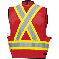 6678 High-Visibility Antimicrobial Mesh-Back Surveyor Vest, Red, Small, Polyester Kelford