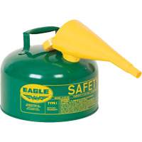 Safety Can for Combustibles with Funnel, Type I, Galvanized Steel, 2.5 US gal., Green, FM Approved/UL/ULC Listed Kelford