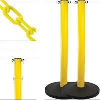 Industrial Stanchion Kit with Plastic Chain, 37" High, Yellow Kelford