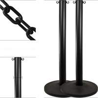 Industrial Stanchion Kit with Plastic Chain, 37" High, Black Kelford