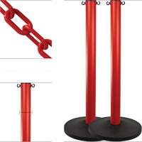 Industrial Stanchion Kit with Plastic Chain, 37" High, Red Kelford