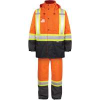 Ensemble de pluie haute visibilit&eacute; en tissu 150 deniers, Polyester, Petit, Orange haute visibilit&eacute; Kelford