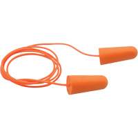 Bouchons d'oreilles coniques jetables en mousse de PU orange SEALTEC33, Avec cordon, Vrac - Boîte, 33 dB NRR, Taille unique Kelford