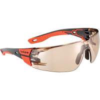 Lunettes de s&eacute;curit&eacute; RUSH+ 2.0 avec monture noire et rouge, M/G, Lentille Cuivre, Antibu&eacute;e/Anti-&eacute;gratignures, ANSI Z87+ Kelford