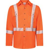 Avenger 7 oz Deluxe Segmented Striped High-Visibility Work Shirt, Style 652, Men's, Small, Orange Kelford