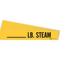 "LB. Steam" Pipe Markers, Self-Adhesive, 2-1/4" H x 2-3/4" W, Black on Yellow Kelford