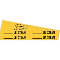 "Blank LB. Steam" Pipe Markers, Self-Adhesive, 1-1/8" H x 7" W, Black on Yellow Kelford