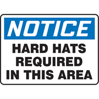 "Hard Hats Required" Sign, 7" x 10", Vinyl, English Kelford