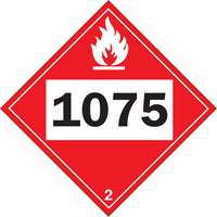 1075 Liquefied Petroleum Flammable Gas TDG Placard, Plastic Kelford